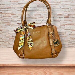 Michael Kors Bedford Legacy Tan Pebbled Leather Satchel